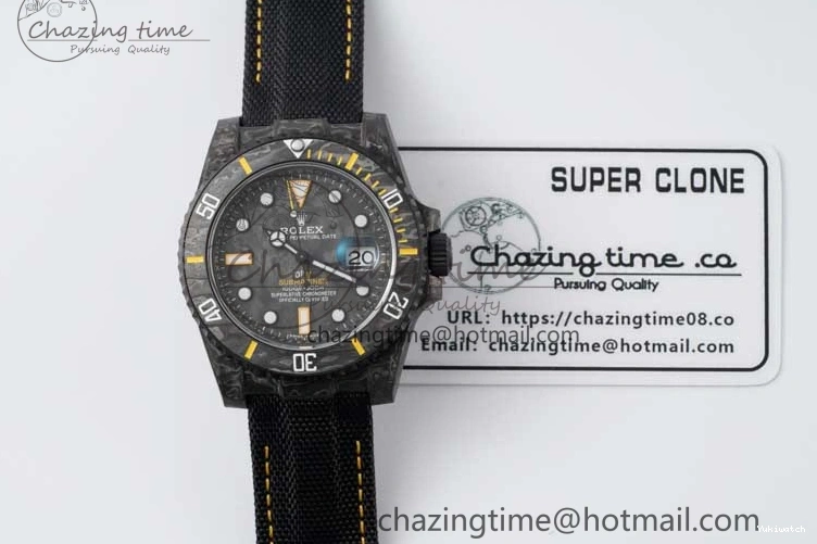 Black Nylon Black Dial Submariner Yellow 1:1 DIW Edition VS3135 on Best VSF Strap Carbon 0108